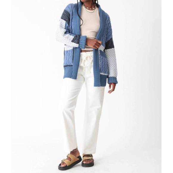 NEW ELECTRIC & ROSE patchwork cardigan in indigo